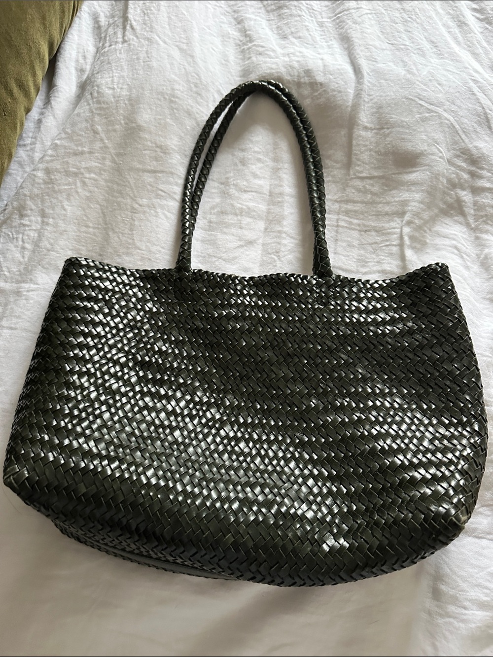 Madewell Woven Tote Bag in Dark Green - Women's Everyday Shoulder Bag